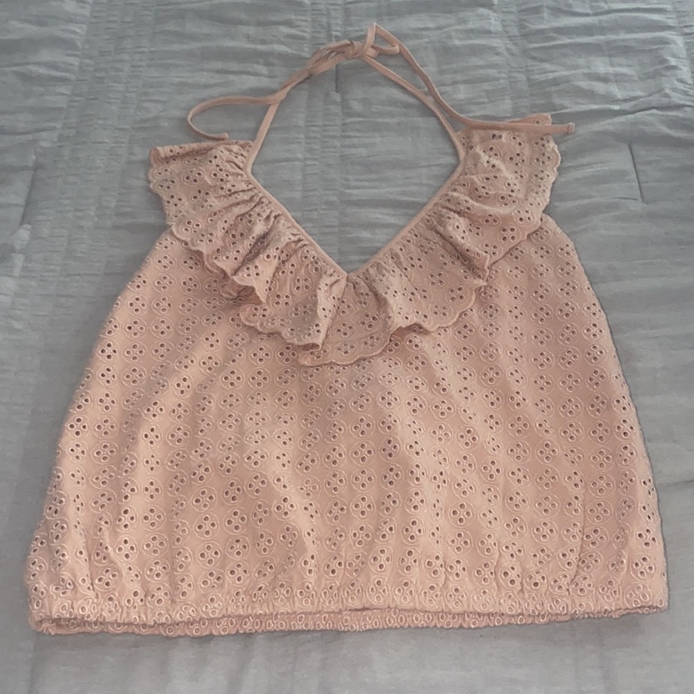 Express Ruffle Halter Top Peach - Picture 10 of 11